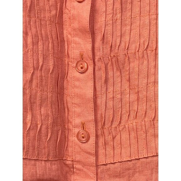 L. L. Bean 100% Linen Button Front Tunic Top Pleated Detail L/S Women's Size‎ XS - Picture 4 of 12